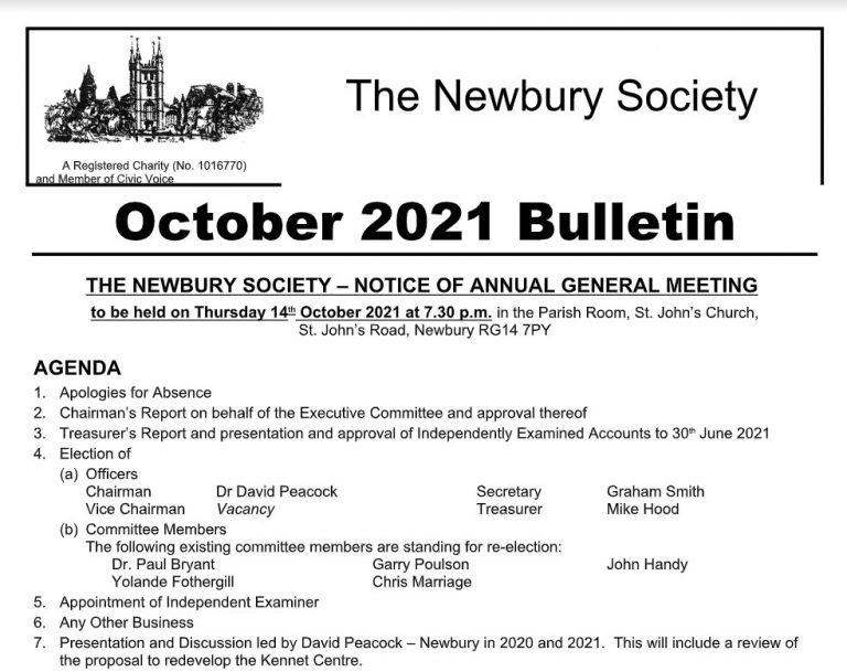 Newbury Society Bulletin October 2021