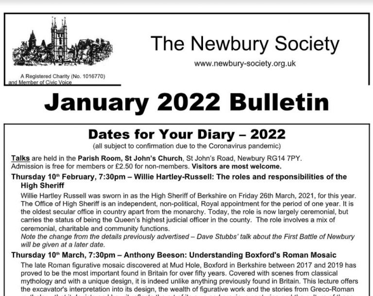 Newbury Society Bulletin Jan 2022