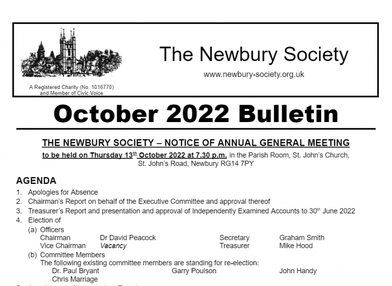 Newbury Society Bulletin October 2022